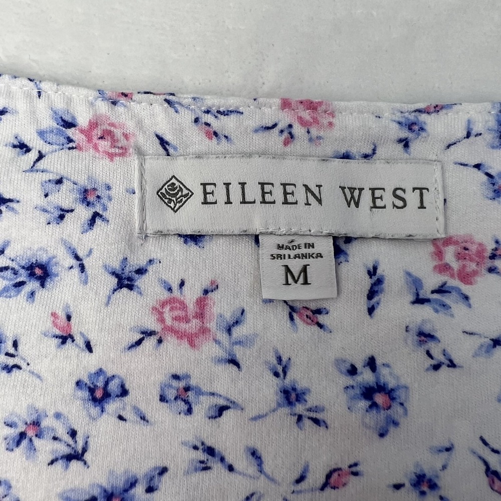 EILEEN WEST Cottagecore Traditional Floral Nightdress M Lace V Neck Nap Dress - Picture 2 of 7
